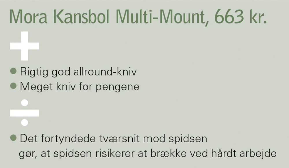 Mora Kansbol er en rigtig god allround-kniv, hvor man får meget for pengene.